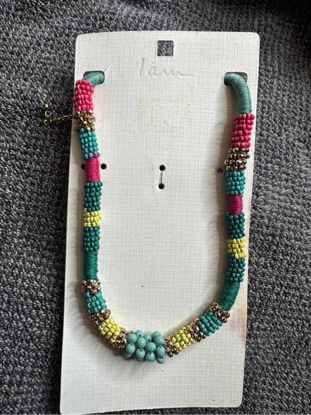 Colorful Beaded Statement Necklace - Green, Pink, Yellow